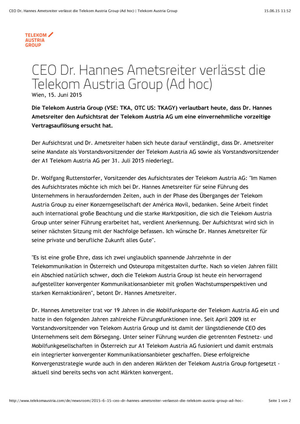 CEO Hannes Ametsreiter verlässt die Telekom Austria Group, Seite 1/2, komplettes Dokument unter http://boerse-social.com/static/uploads/file_123_telekom_ametsreiter.pdf