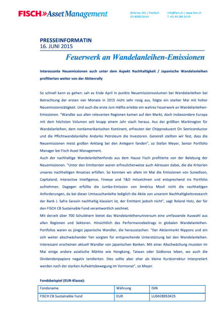 Fisch: Feuerwerk an Wandelanleihen-Emissionen , Seite 1/2, komplettes Dokument unter http://boerse-social.com/static/uploads/file_126_fisch.pdf (16.06.2015) 
