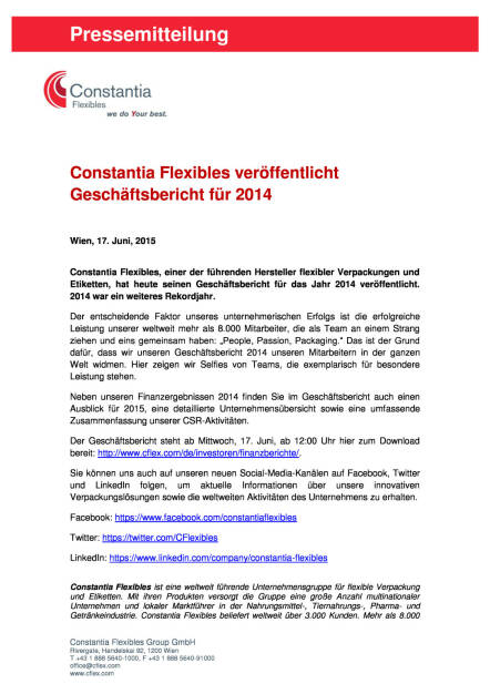 Constantia Flexibles GB 2014, Seite 1/2, komplettes Dokument unter http://boerse-social.com/static/uploads/file_134_constantia_flexibles_gb_2014.pdf (17.06.2015) 