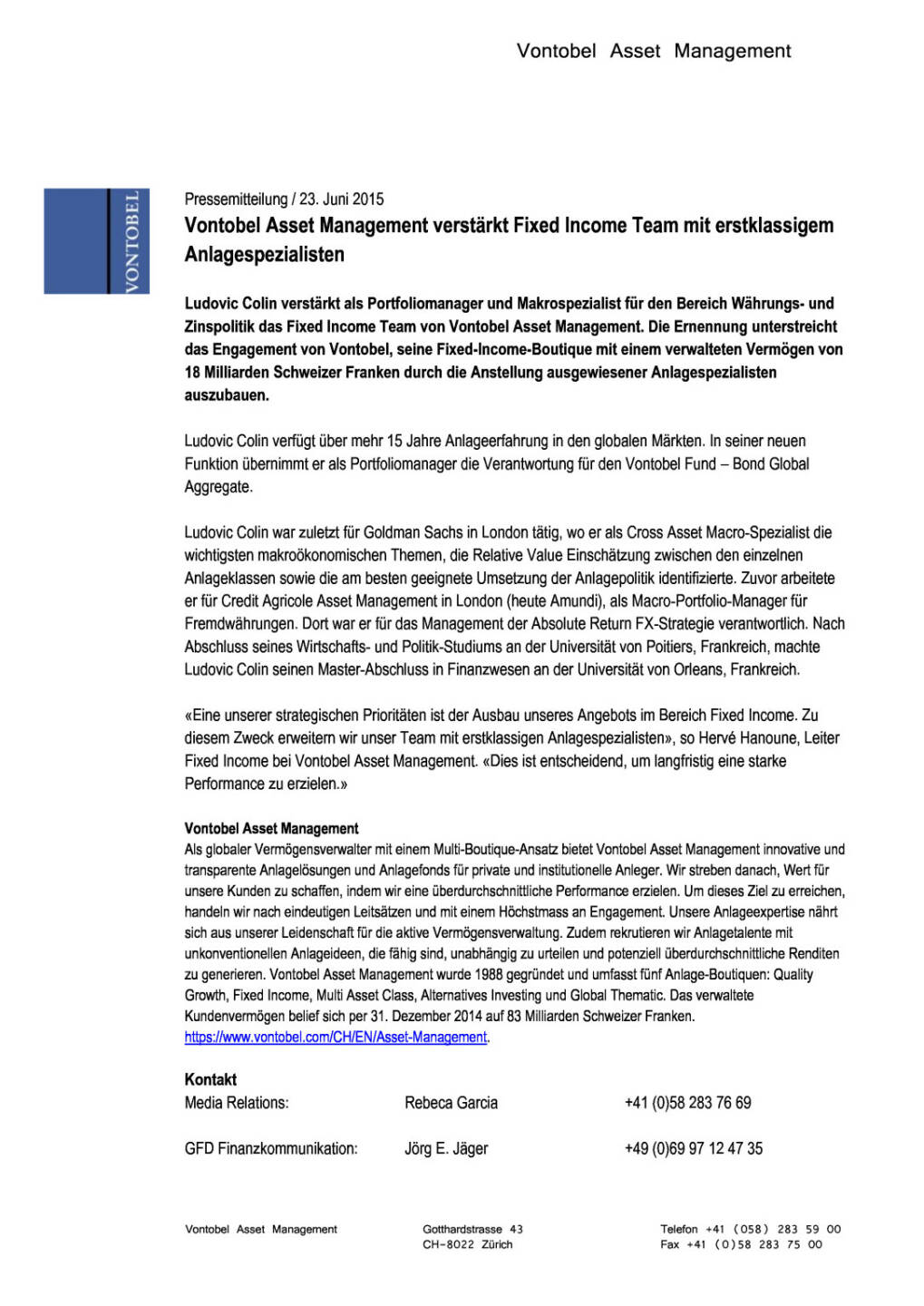 Vontobel Asset Management verstärkt Fixed Income Team mit Ludovic Colin, Seite 1/1, komplettes Dokument unter http://boerse-social.com/static/uploads/file_159_vontobel.pdf