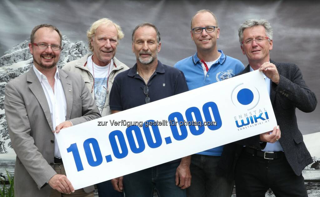 Ernst Trummer, Helmut Strasser, Ewald Gabardi, Martin Huber, Norbert Linder (Obmann), Verein EnnstalWiki: EnnstalWiki feiert 10.000.000 Besucher, Credit: Silke Resch, © Aussender (24.06.2015) 