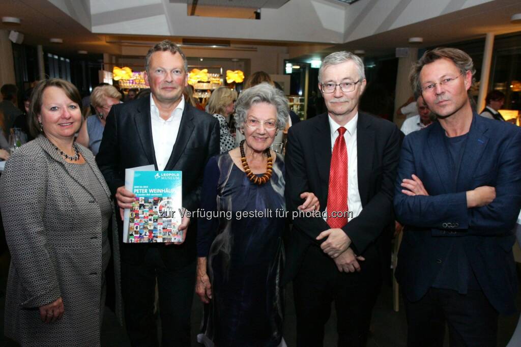 Gabriele Langer, Kaufmännische Direktorin (design.), Leopold Museum, Peter Weinhäupl, Kaufmännischer Direktor, Leopold Museum, Elisabeth Leopold, Vorstandsmitglied, Leopold Museum, Helmut Moser, Vorstandsvorsitzender, Leopold Museum, Hans-Peter Wipplinger, Museologischer Direktor (design.), Leopold Museum: Leopold Museum im MQ: Farewell-Party für Leopold Museum-Direktor Peter Weinhäupl, © Aussendung (24.06.2015) 