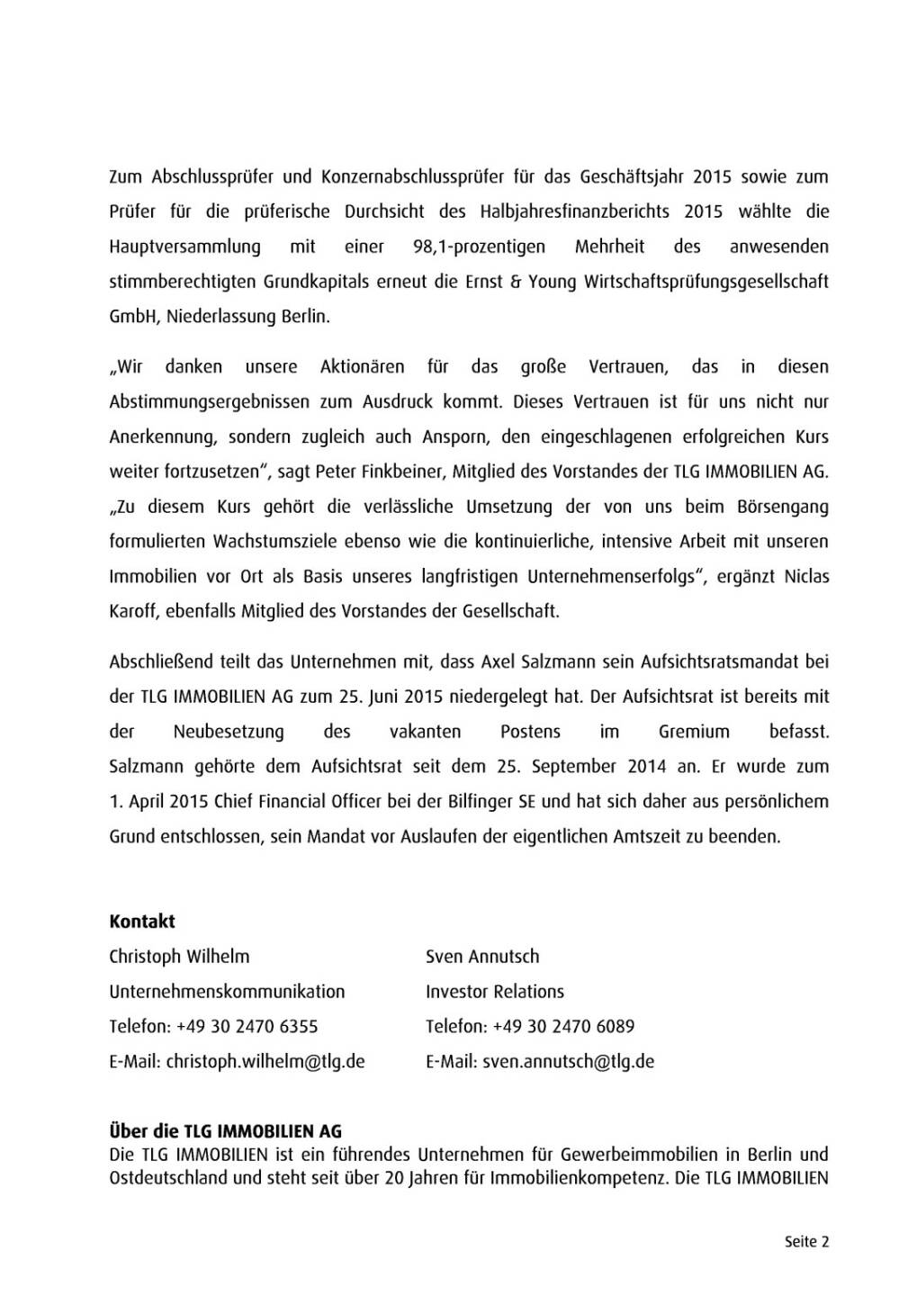 TLG Immobilien HV bestätigt Kurs von Vorstand und Aufsichtsrat, Seite 2/3, komplettes Dokument unter http://boerse-social.com/static/uploads/file_173_tlg_immobilien_hv.pdf