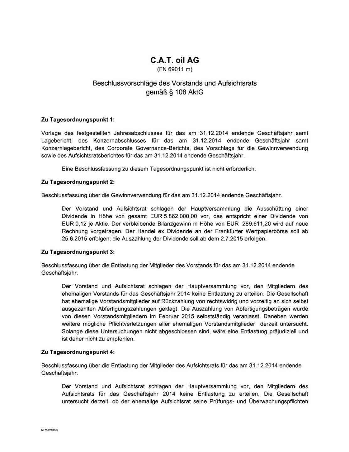 C.A.T. oil  HV Tagesordnung, Seite 1/4, komplettes Dokument unter http://boerse-social.com/static/uploads/file_176_cat_oil_hv_tagesordnung.pdf