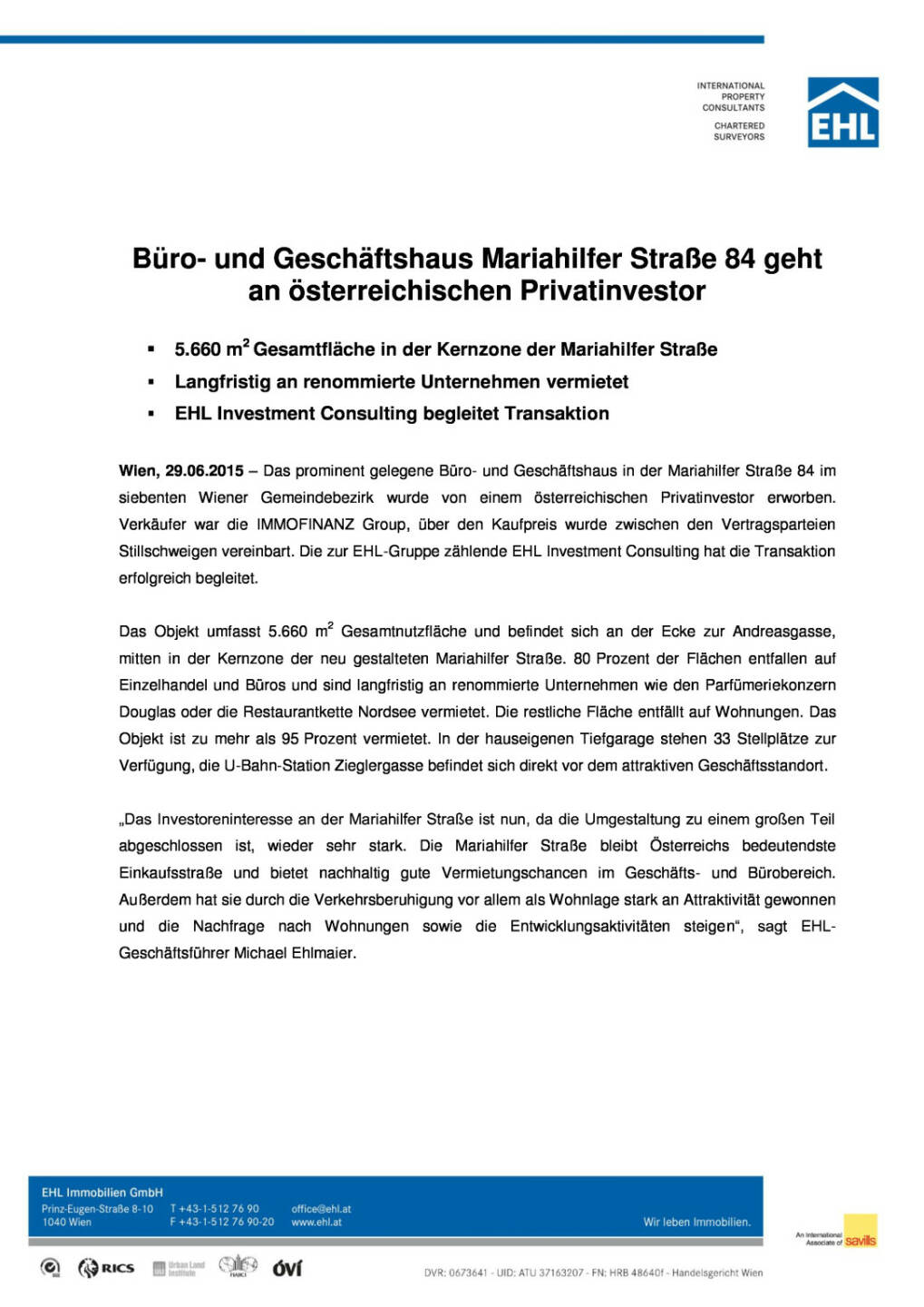 Mariahilfer Straße 84 geht an österreichischen Privatinvestor, Seite 1/2, komplettes Dokument unter http://boerse-social.com/static/uploads/file_183_mariahilfer_strasse_84_geht_an_osterreichischen_privatinvestor.pdf