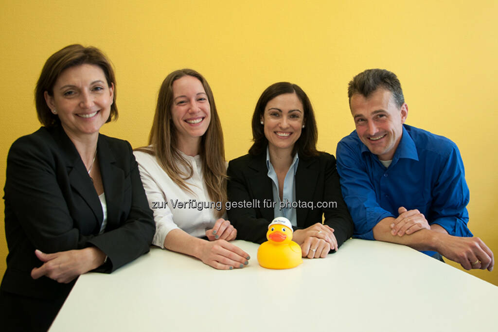 Corporate Sieger Verbund: Winnie Matzenauer, Claudia Höbarth, Bettina Mayerl, Florian Seidl. Nicht am Bild: Barbara Keller und Konrad Fux. Ente Doris, © beigestellt (30.06.2015) 