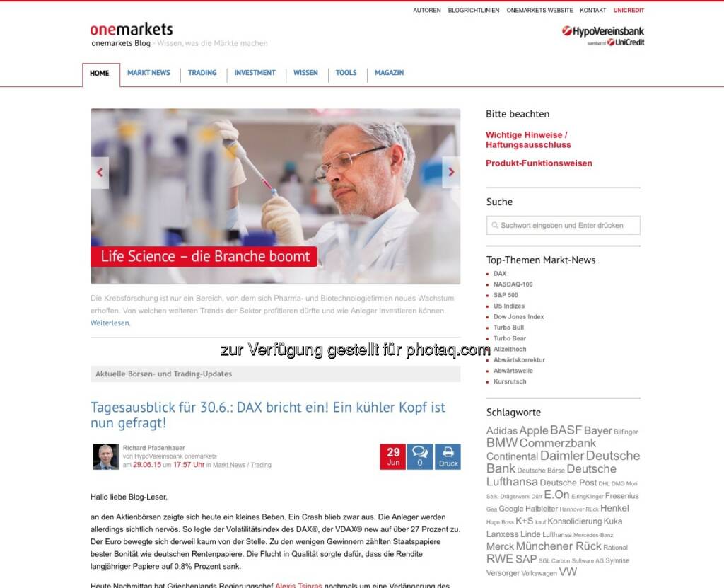 onemarkets - http://blog.onemarkets.de, © beigestellt (30.06.2015) 