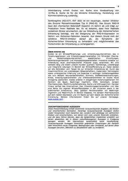 Evotecs Partner Roche mit Alzheimer-Ergebnissen, Seite 2/2, komplettes Dokument unter http://boerse-social.com/static/uploads/file_188_evotec_roche.pdf (30.06.2015) 