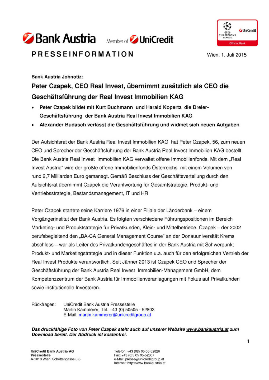 Peter Czapek, CEO Real Invest, übernimmt GF der Real Invest Immobilien KAG, Seite 1/1, komplettes Dokument unter http://boerse-social.com/static/uploads/file_189_peter_czapek_real_invest_immobilien_kag.pdf