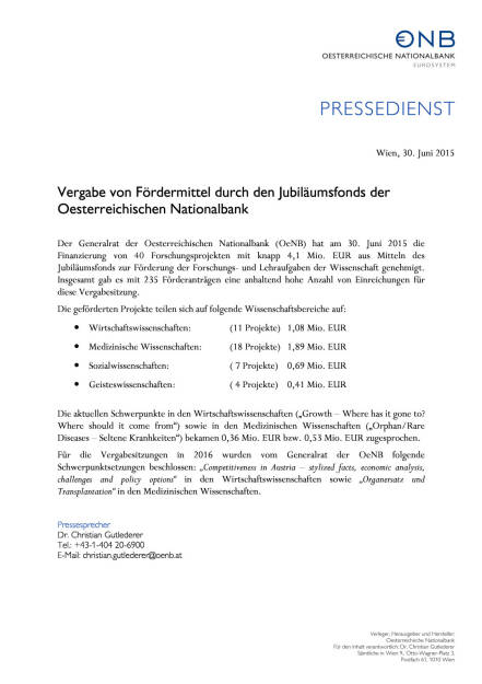 Vergabe von Fördermittel durch den Jubiläumsfonds der OeNB, Seite 1/1, komplettes Dokument unter http://boerse-social.com/static/uploads/file_191_fordermittel_oenb.pdf (01.07.2015) 