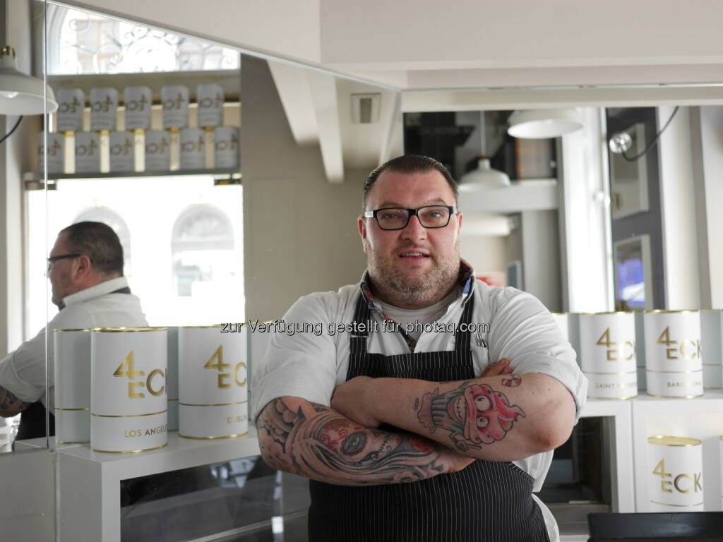 Haubenkoch Michael Schultes: 4ECK Restaurant und Bar: Neuer Chefkoch im „4ECK Restaurant und Bar“ in Wien, © Aussender (02.07.2015) 