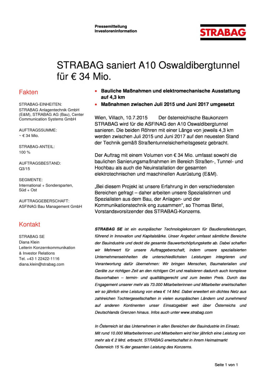 Strabag saniert A10 Oswaldibergtunnel für € 34 Mio., Seite 1/1, komplettes Dokument unter http://boerse-social.com/static/uploads/file_218_strabag_saniert_a10_oswaldibergtunnel_fur_34_mio.pdf