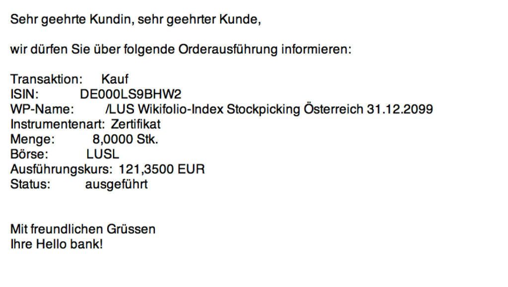 Tag 12/3: Kauf 8 Wikifolio-Index Stockpicking Österreich zu 121,35 http://www.wikifolio.com/de/DRASTIL1 (22.07.2015) 
