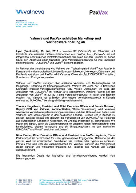 Valneva und PaxVax schließen Sales-Deal ab, Seite 1/4, komplettes Dokument unter http://boerse-social.com/static/uploads/file_241_valneva_und_paxvax_schliessen_sales-deal_ab.pdf (23.07.2015) 