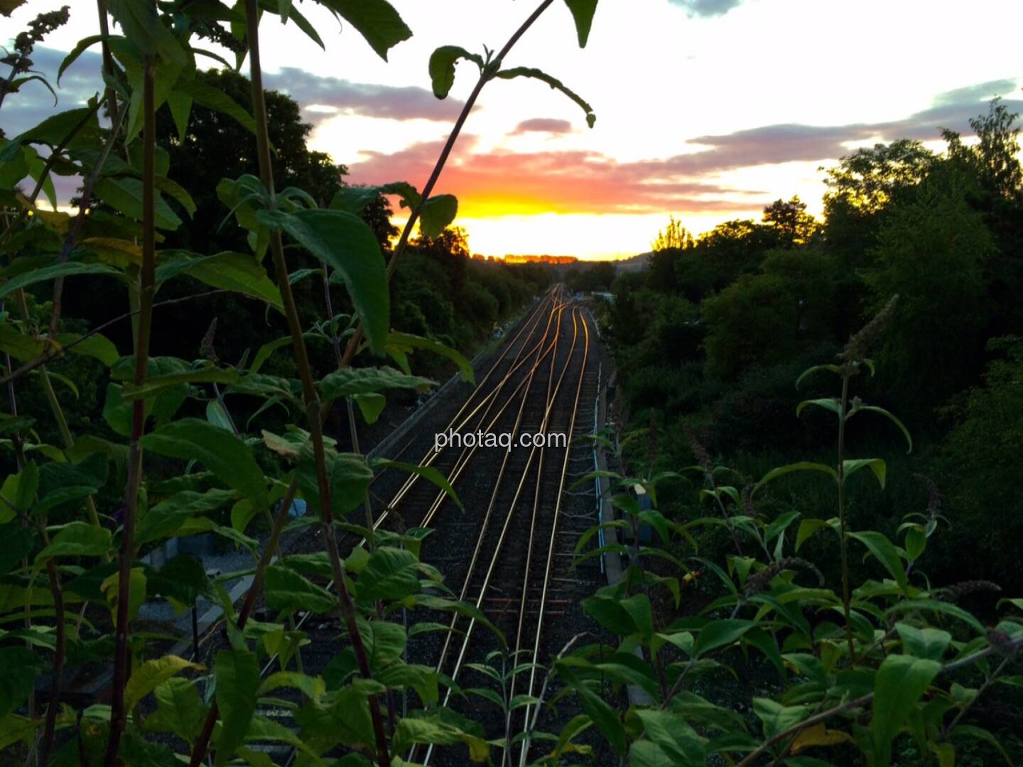 Sonnenaufgang, Eisenbahn, Bahn, Schienen