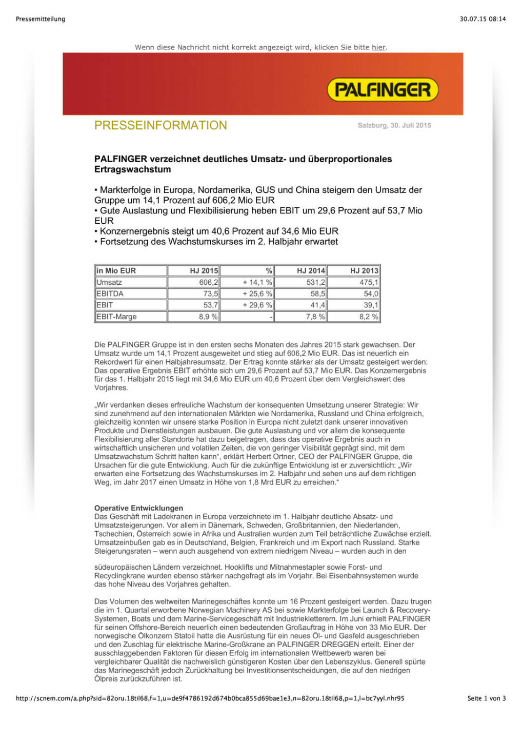 Palfinger verzeichnet deutliches Umsatz- und überproportionales Ertragswachstum   , Seite 1/3, komplettes Dokument unter http://boerse-social.com/static/uploads/file_263_palfinger_verzeichnet_deutliches_umsatz-_und_uberproportionales_ertragswachstum.pdf