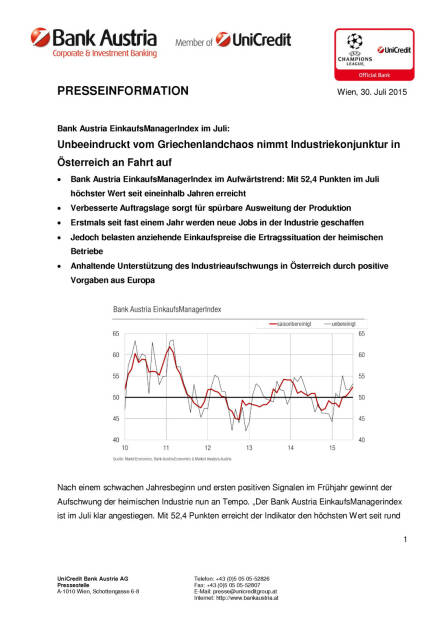 Bank Austria Einkaufsmanagerindex, Seite 1/4, komplettes Dokument unter http://boerse-social.com/static/uploads/file_265_bank_austria_einkaufsmanagerindex.pdf (30.07.2015) 