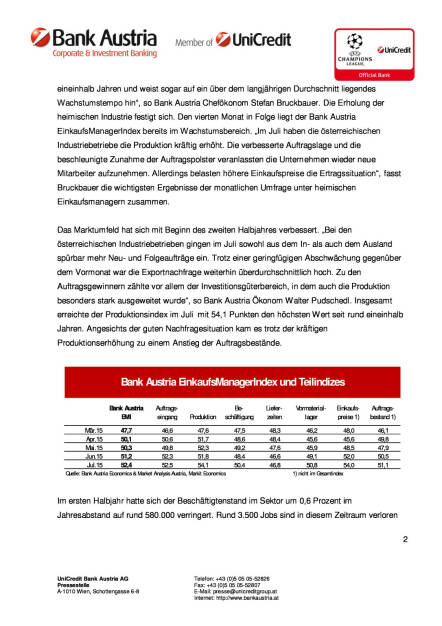 Bank Austria Einkaufsmanagerindex, Seite 2/4, komplettes Dokument unter http://boerse-social.com/static/uploads/file_265_bank_austria_einkaufsmanagerindex.pdf (30.07.2015) 