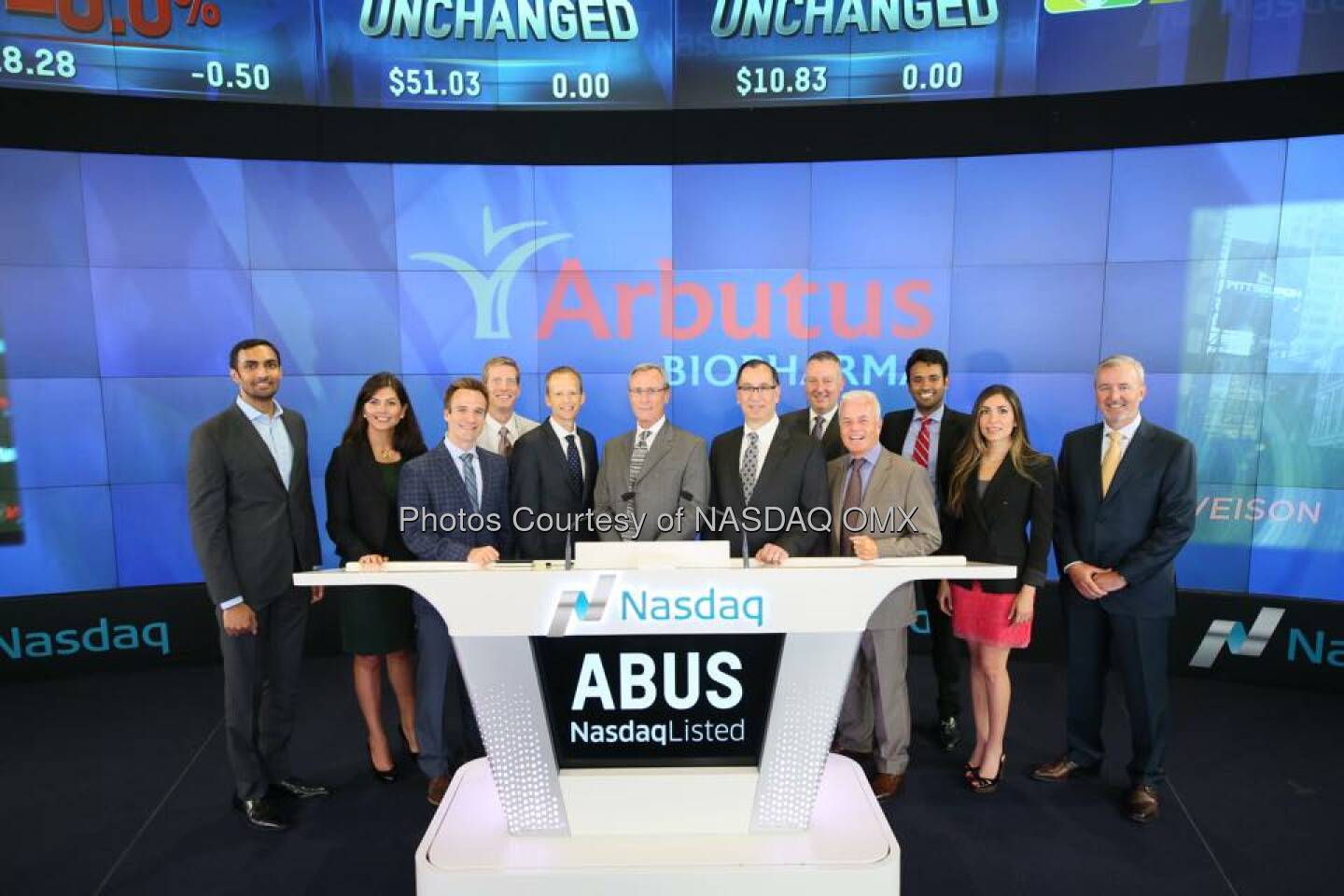 Arbutus Biopharma rings the Nasdaq Opening Bell! $ABUS  Source: http://facebook.com/NASDAQ
