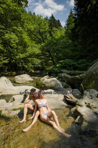 Naturbaden in der Feldaist : Kühle Erfrischung im Mühlviertel in Teich, See und Fluss : Den Sommer beim Naturbaden im Granithochland genießen : Fotograf: Erber/Fotocredit: Mühlviertel Marken GmbH, © Aussender (04.08.2015) 