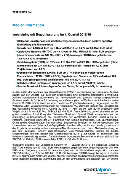 voestalpine mit Ergebnissprung im Q1, Seite 1/3, komplettes Dokument unter http://boerse-social.com/static/uploads/file_270_voestalpine_mit_ergebnissprung_im_q1.pdf (05.08.2015) 