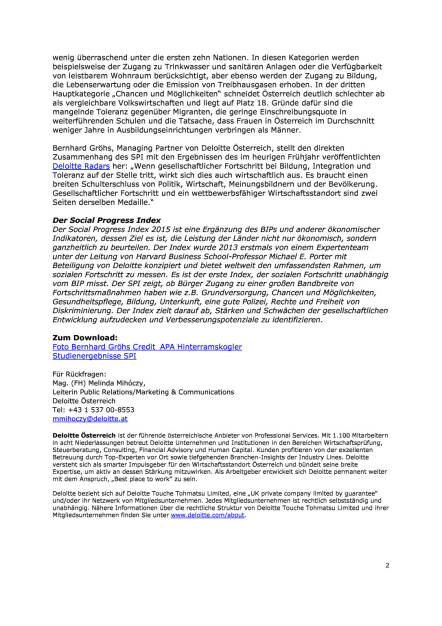 Deloitte Social Progress Index 2015, Seite 2/2, komplettes Dokument unter http://boerse-social.com/static/uploads/file_273_deloitte_social_progress_index_2015.pdf (05.08.2015) 