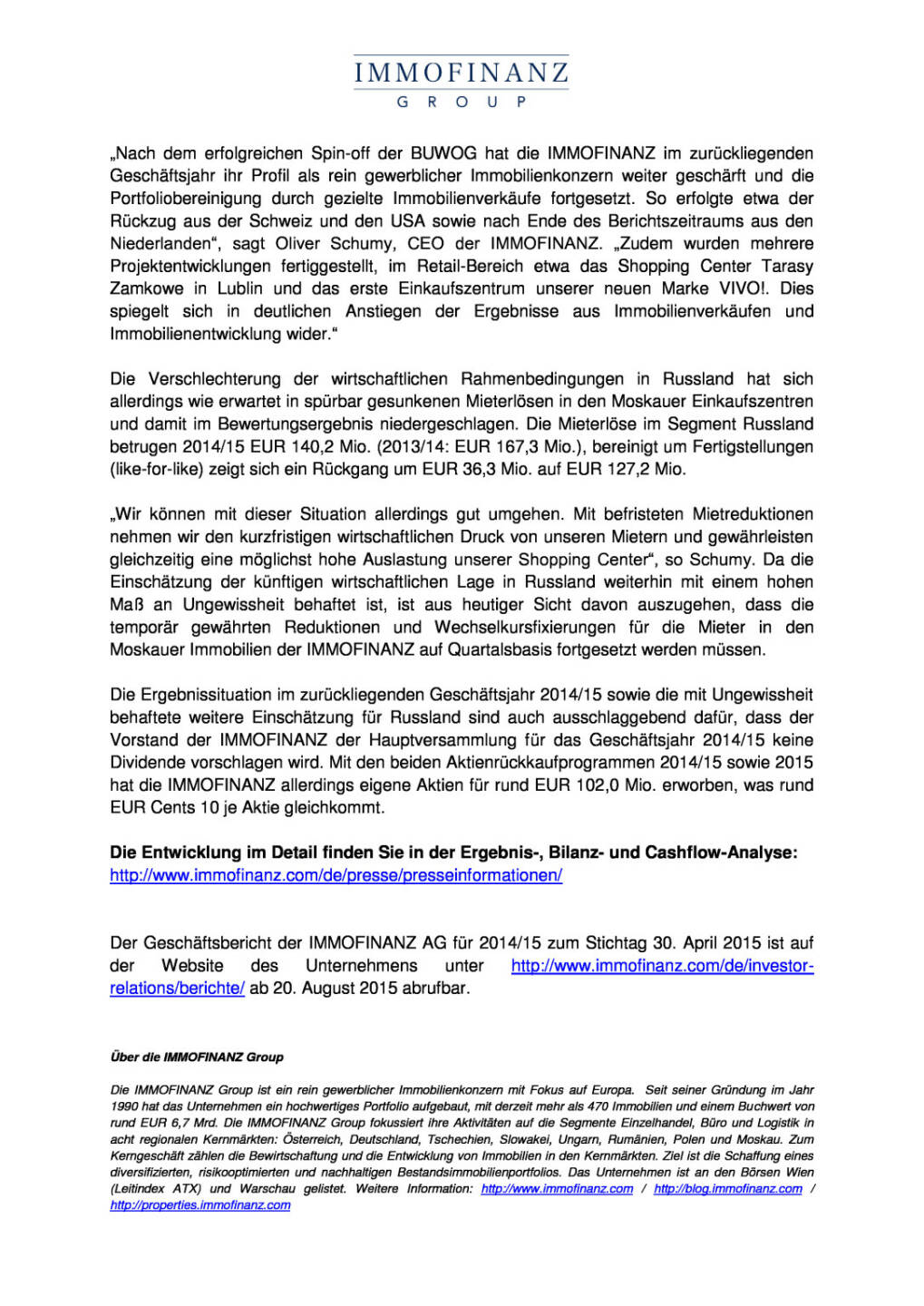Immofinanz bestätigt vorläufige Zahlen, Seite 2/3, komplettes Dokument unter http://boerse-social.com/static/uploads/file_277_immofinanz_bestatigt_vorlaufige_zahlen.pdf