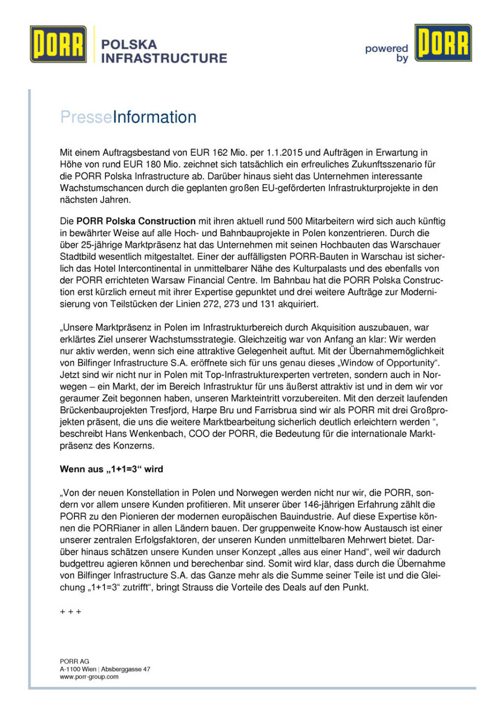 Porr baut bei Ihrem Wachstumskurs in Polen auf lokale Experten, Seite 2/3, komplettes Dokument unter http://boerse-social.com/static/uploads/file_291_porr_baut_bei_ihrem_wachstumskurs_in_polen_auf_lokale_experten.pdf