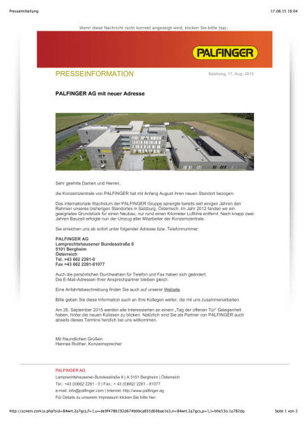 Palfinger AG mit neuer Adresse, Seite 1/2, komplettes Dokument unter http://boerse-social.com/static/uploads/file_292_palfinger_ag_mit_neuer_adresse.pdf (17.08.2015) 