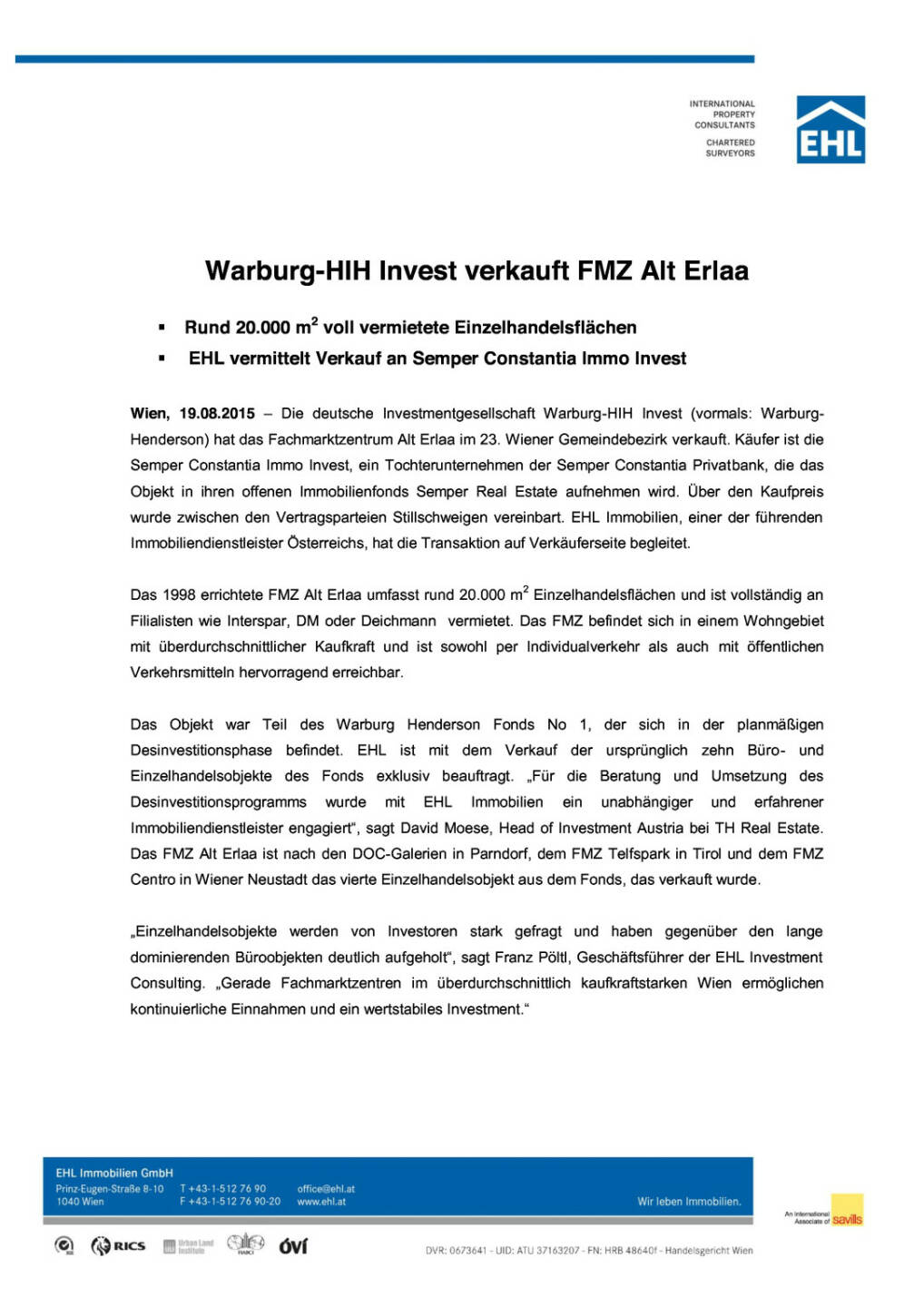 Warburg-HIH Invest verkauft FMZ Alt Erlaa, Seite 1/3, komplettes Dokument unter http://boerse-social.com/static/uploads/file_300_warburg-hih_invest_verkauft_fmz_alt_erlaa.pdf