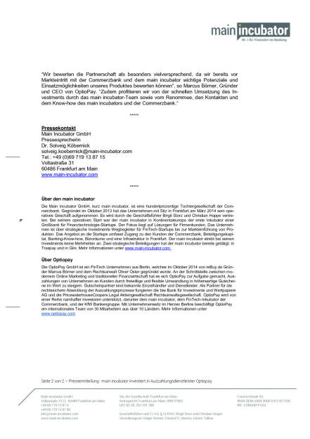 Commerzbank-Tochter investiert in OptioPay, Seite 2/2, komplettes Dokument unter http://boerse-social.com/static/uploads/file_303_commerzbank-tochter_investiert_in_optiopay.pdf (20.08.2015) 