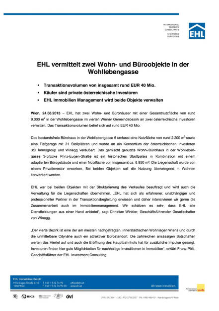 EHL vermittelt zwei Objekte in der Wohllebengasse, Seite 1/2, komplettes Dokument unter http://boerse-social.com/static/uploads/file_305_ehl_vermittelt_zwei_objekte_in_der_wohllebengasse.pdf (24.08.2015) 