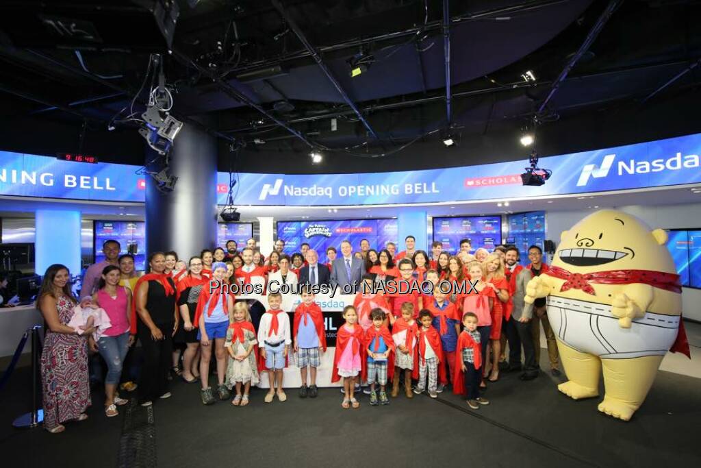 Scholastic and Captain Underpants rang the Nasdaq Opening Bell! $SCHL  Source: http://facebook.com/NASDAQ (24.08.2015) 