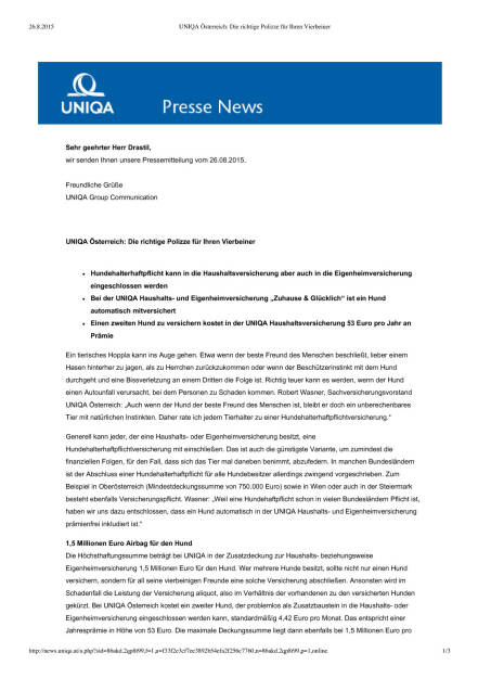 Uniqua Polizze für Vierbeiner, Seite 1/3, komplettes Dokument unter http://boerse-social.com/static/uploads/file_310_uniqua_polizze_fur_vierbeiner.pdf (26.08.2015) 