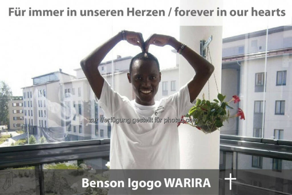 Benson Igogo Warira: Der talentierte und stets fröhliche Run2gehter-Läufer ist am 20. August bei einem Verkehrsunfall in Finnland tödlich verunglückt., © Run2gether (27.08.2015) 