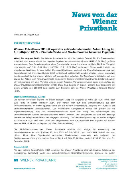 Wiener Privatbank SE liefert 1. Halbjahr 2015, Seite 1/2, komplettes Dokument unter http://boerse-social.com/static/uploads/file_332_wiener_privatbank_se_liefert_1_halbjahr_2015.pdf (28.08.2015) 