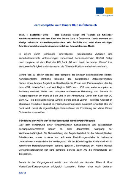 card complete kauft Diners Club in Österreich, Seite 1/2, komplettes Dokument unter http://boerse-social.com/static/uploads/file_351_card_complete_kauft_diners_club_in_osterreich.pdf (04.09.2015) 