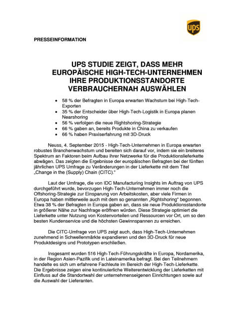UPS Studie High Tech-Unternehmen, Seite 1/3, komplettes Dokument unter http://boerse-social.com/static/uploads/file_352_ups_studie_high_tech-unternehmen.pdf (04.09.2015) 