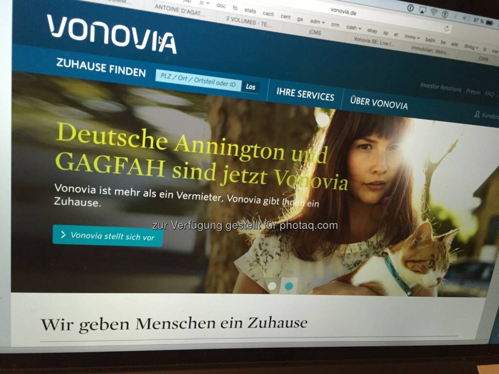 Aus Deutsche Annington wird Vonovia, per 21.9. auch im DAX, Screenshot der Homepage 7.9.2015, © Aussender (07.09.2015) 