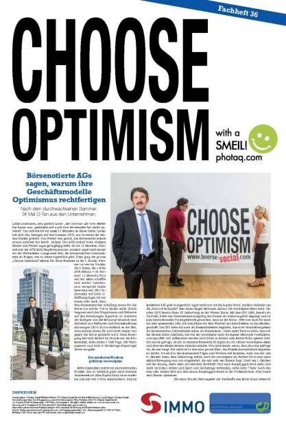 Choose Optimism 2015 - Börsenotierte AGs sagen, warum ihre Geschäftsmodelle Optimismus rechtfertigen (07.09.2015) 
