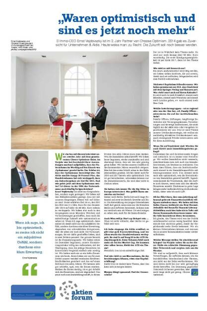 „Waren optimistisch und sind es jetzt noch mehr“ - S Immo-CEO Ernst Vejdovszky im Interview (07.09.2015) 