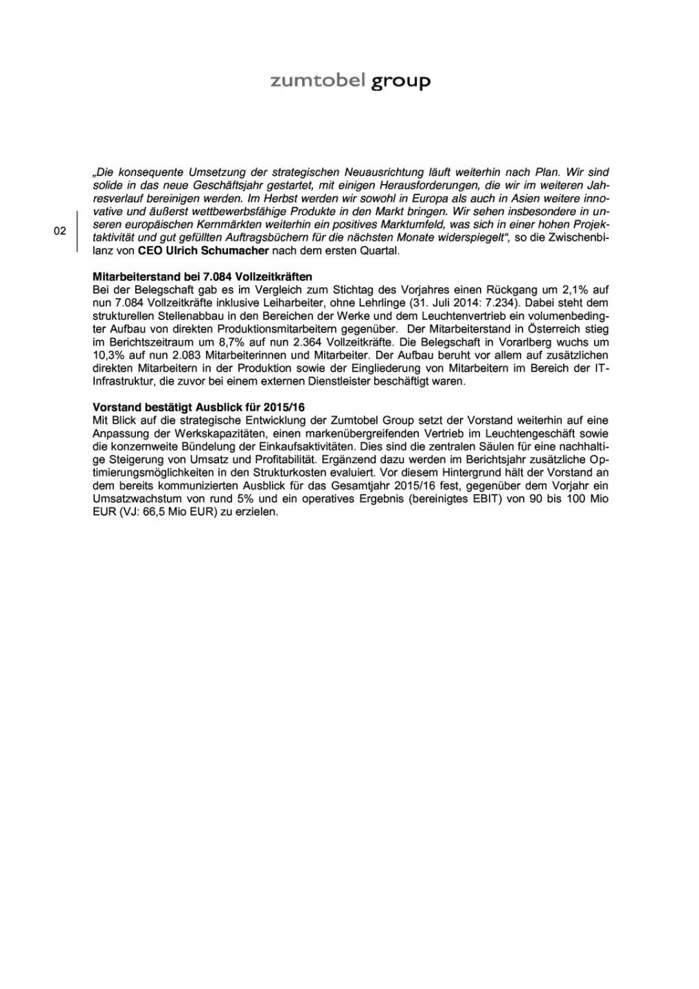 Zumtobel Group: Bericht Q1 2015, Seite 2/4, komplettes Dokument unter http://boerse-social.com/static/uploads/file_354_zumtobel_group_bericht_q1_2015.pdf
