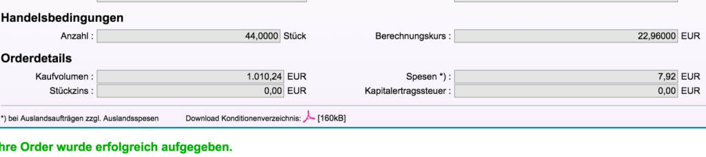 Tag 52: Kauf 44 Sony zu 22,96 (16.09.2015) 