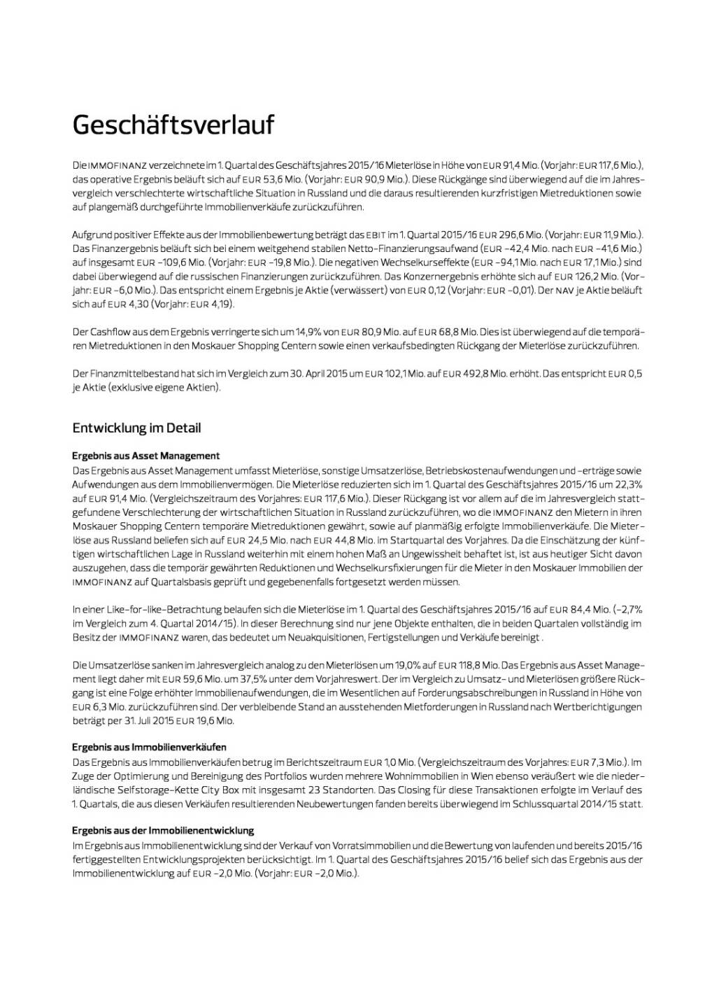 Immofinanz Geschäftsverlauf, Seite 1/4, komplettes Dokument unter http://boerse-social.com/static/uploads/file_370_immofinanz_geschaftsverlauf.pdf