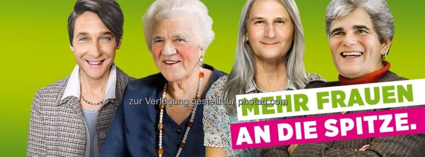 Mehr Frauen an die Spitze, meinen Die Grünen: Strache, Stronach, Spindelegger, Faymann (c) Die Grünen