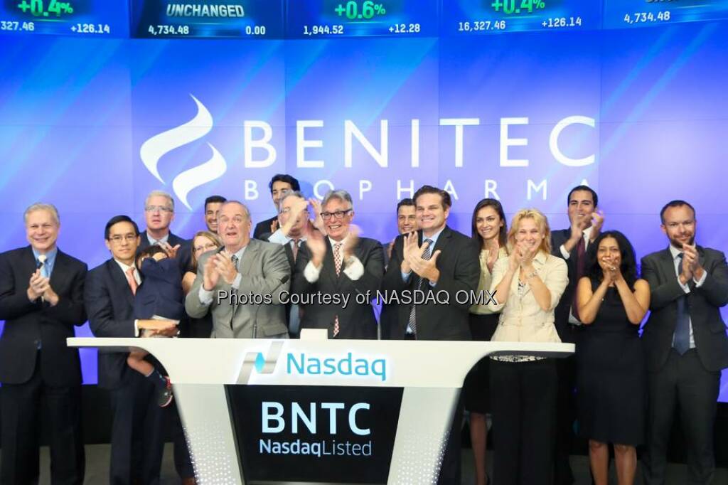 Benitec Biopharma rang the Nasdaq Opening Bell $BNTC  Source: http://facebook.com/NASDAQ (27.09.2015) 