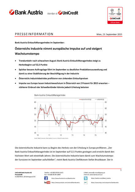 Bank Austria EinkaufsManagerIndex im September, Seite 1/3, komplettes Dokument unter http://boerse-social.com/static/uploads/file_391_bank_austria_einkaufsmanagerindex_im_september.pdf (29.09.2015) 