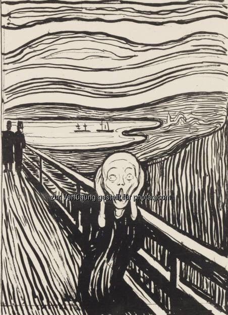 Edvard Munch: Der Schrei, 1895 Lithografie, Privatsammlung Courtesy Galleri K, Oslo: Die Lange Nacht der Museen in der Albertina im Zeichen von Edvard Munch : © Reto Rodolfo Pedrini, Zürich, © Aussendung (01.10.2015) 