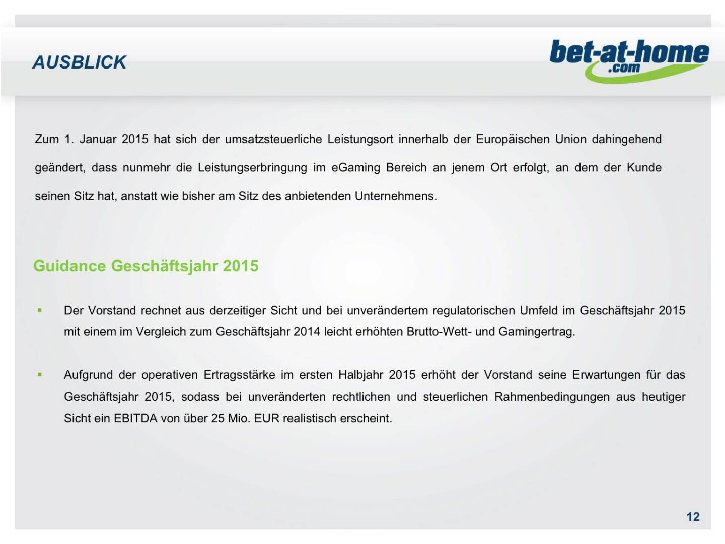 bet-at-home.com Ausblick