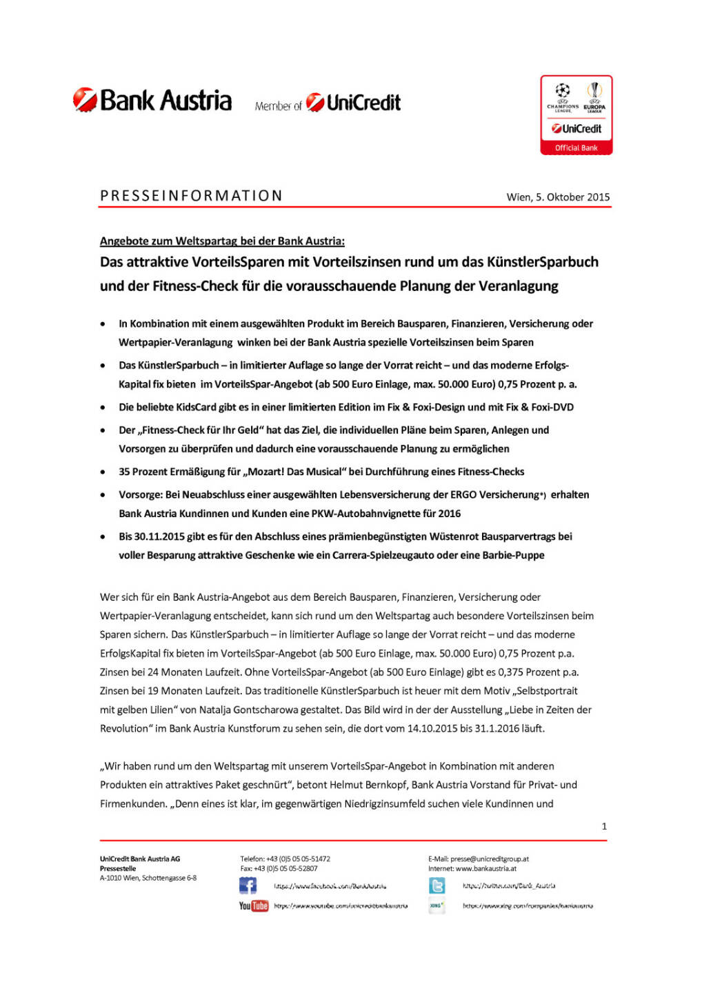 Angebote zum Weltspartag bei der Bank Austria, Seite 1/3, komplettes Dokument unter http://boerse-social.com/static/uploads/file_399_angebote_zum_weltspartag_bei_der_bank_austria.pdf